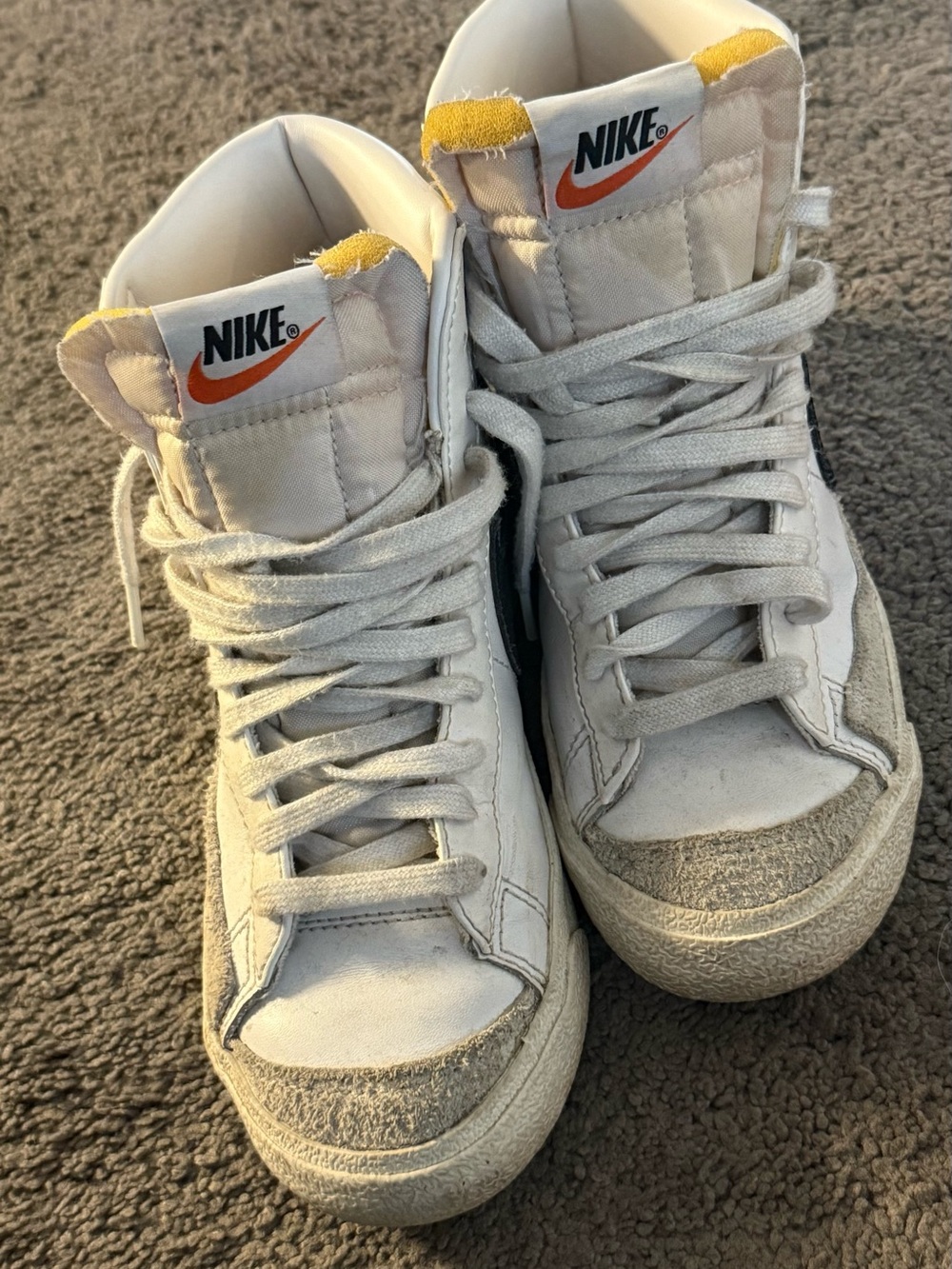 Nike blazers White High-Top Sneakers with Orange Swoosh